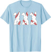 Funny Baseball Sports Easter Bunny Rabbits Easter Day T-Shirt in Baby Blue