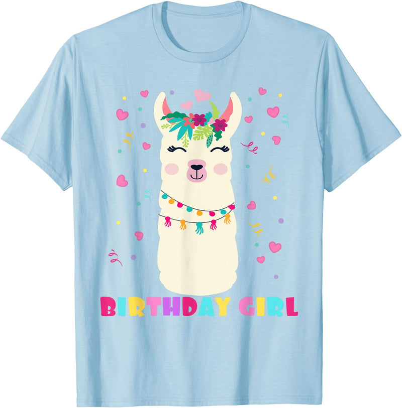 Llamazing Birthday Party Outfit Llama Lovers Birthday Girl Cute Llama Alpaca Kids Llamazing T-Shirt - Baby Blue