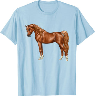 Arabian Horse Art by CSForest Beautiful Red Chestnut Egyptian Arabian Horse Lovers Gift T-Shirt - Baby Blue