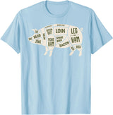 Pig & Pork Butcher Diagram Tees Pig & Pork Butcher Diagram Bacon Lover - T-shirt T-Shirt - Baby Blue