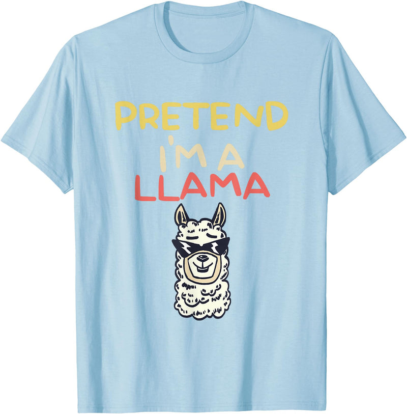 Funny Pretend I'm A Llama Halloween Costume Gift Funny Pretend I'm A Llama | Halloween Costume T-Shirt - Baby Blue