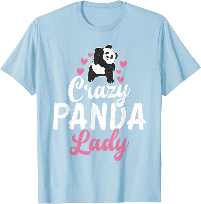 Panda Gifts and Acessories Crazy Panda Lady Panda Bear Lover T-Shirt - Baby Blue