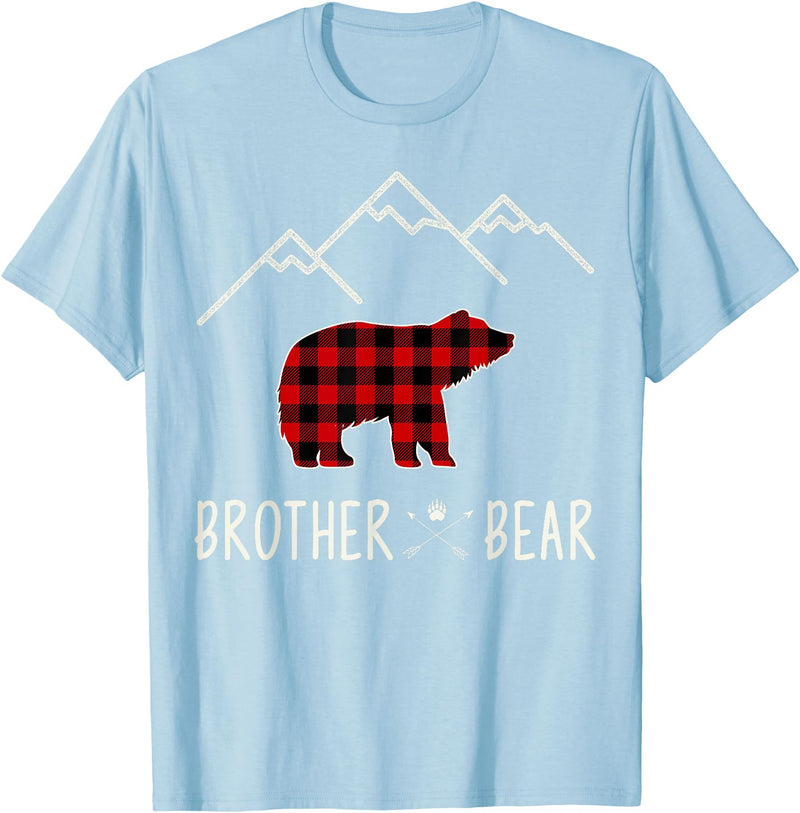 Zum2 Mama Bear Gifts Mama Bear Gift - Buffalo Plaid Brother Bear T-Shirt - Baby Blue