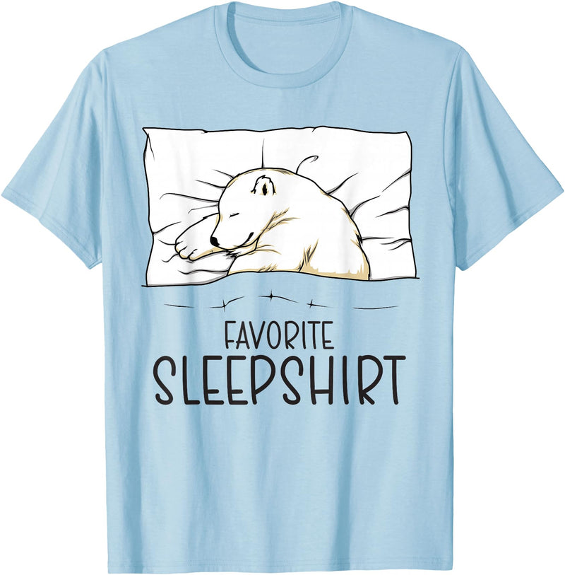 Sleeping & Napping Shirt Gifts For Nap Lovers Favorite Sleepshirt, Napping Polar Bear Pajama T-Shirt - Baby Blue