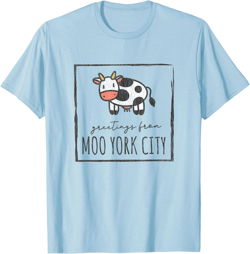 Grüße aus Moo York City - Lustiges Kuhmotiv Greetings from Moo York City - Funny Cow Motif with Saying T-Shirt - Baby Blue