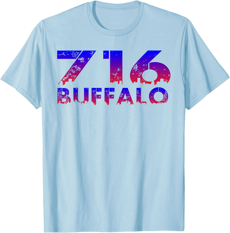 716 Tee's 716 Buffalo Skyline WNY pride T-Shirt - Baby Blue
