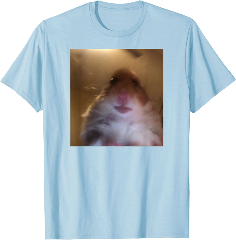 Hamster stares into the front camera I Internet Hamster Meme T-Shirt - Baby Blue