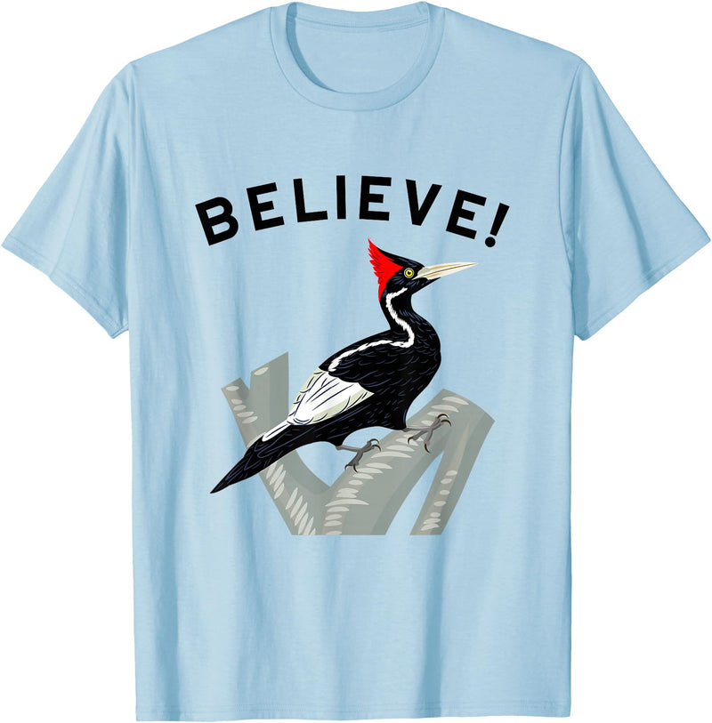 Birdwatching Gifts for Birders Endangered Ivory-Billed Woodpecker T-Shirt - Baby Blue
