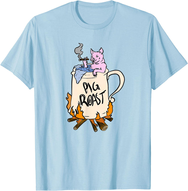 Funny animal pig roast party clothing and apparel Funny Pig Spit Roast BBQ Party Grill Master Gift T-Shirt - Baby Blue