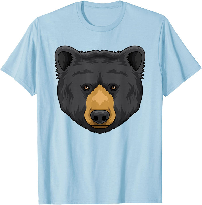 Wowsome! Black Bear Animal Head - Cute Black Bear Lover Women Men T-Shirt - Baby Blue