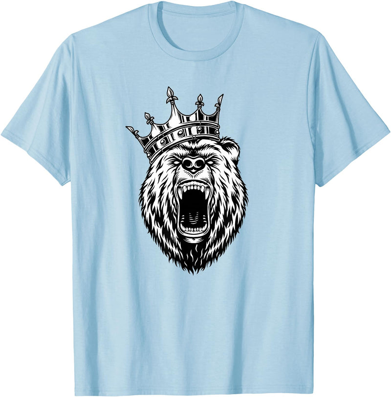 Bear Head - Angry Bear - Bear with a Crown - King of Bears T-Shirt - Baby Blue