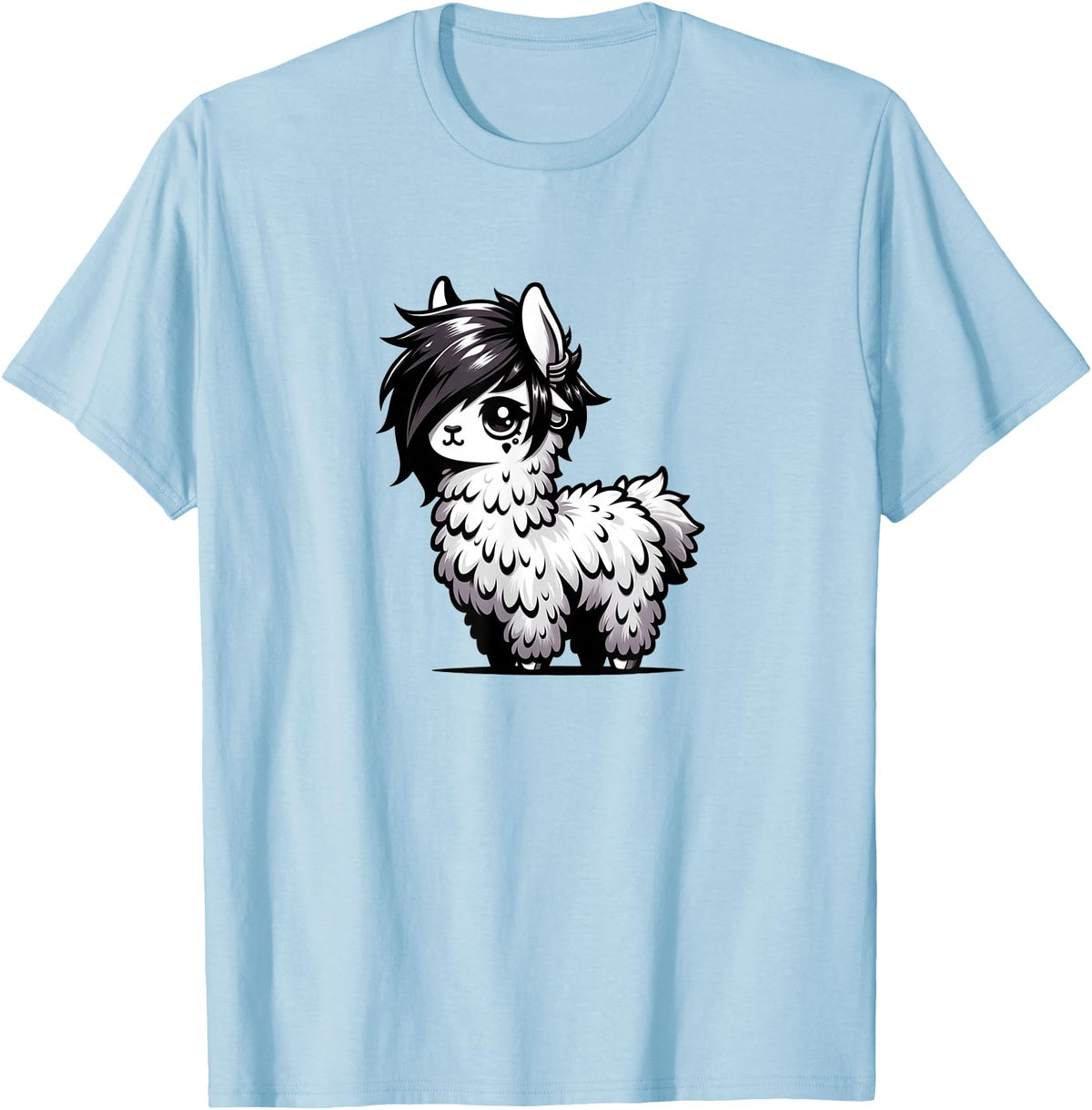 Emo Llama Tees Cute Emo Llama Kawaii Kids Boys Girls T-Shirt - Baby Blue