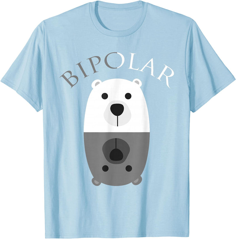 Cool I Love Polar Bears With Bipolar T-shirts Bipolar Shirt | Cute Mental Disorder Polar Bear Tee Gift T-Shirt - Baby Blue
