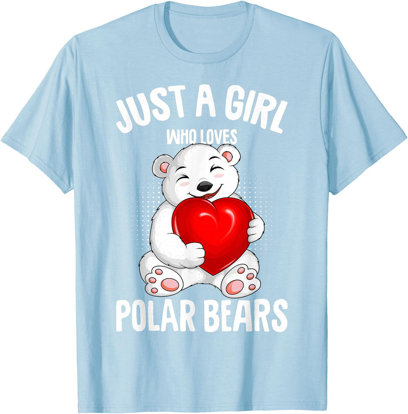 Funny Polar Bear Lover Apparel & Gift Ideas Polar Bear Just A Girl Who Loves Polar Bears Kids Girls T-Shirt - Baby Blue