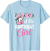 Vintage Retro Birthday Godfather Of The Birthday Girl Farm Cow 1St Birthday Girl T-Shirt - Baby Blue