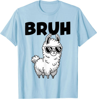 Bruh Llama Sunglasses by LazyPanda Bruh Llama Funny Alpaca Llama Boys Kids Girls Trendy Graphic T-Shirt - Baby Blue