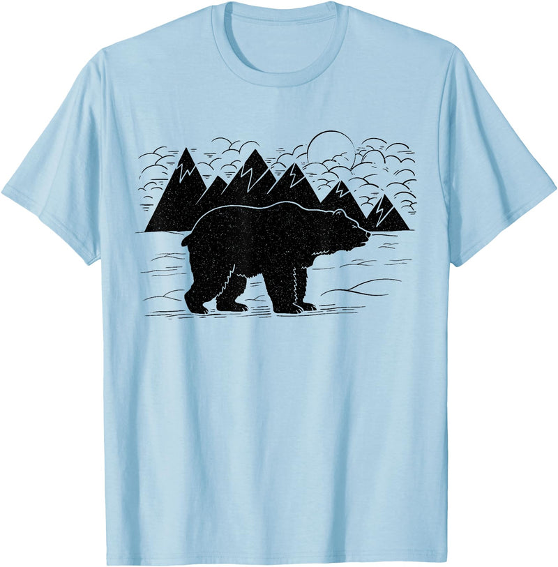Black Bear Wildlife Animal Wilderness Graphic T-Shirt - Baby Blue