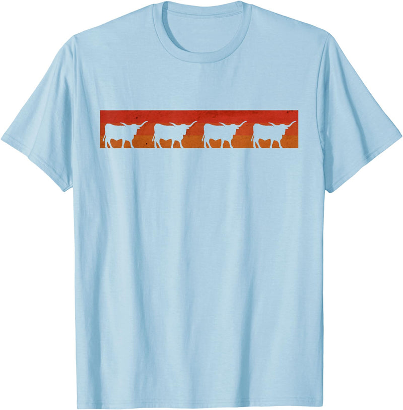 Triple G Mavs Vintage Retro Longhorn Shirt Cow Farm Animal Gift T-Shirt - Baby Blue