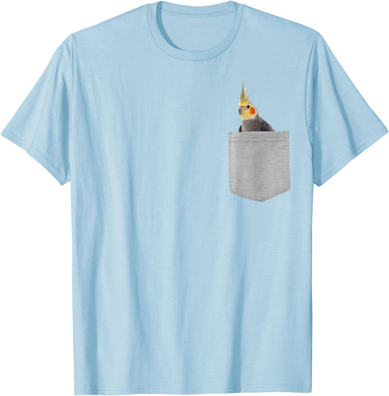 Animal in Your Pocket Cockatiel Bird T-Shirt - Baby Blue