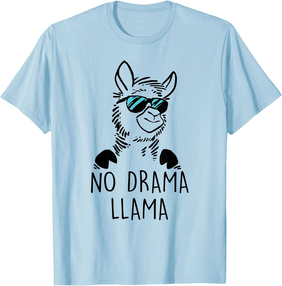 Pretees No Drama Llama Graphic Funny Llama T-Shirt - Women's Adult Unisex-Adults Grey Small Classic Fit Crew Neck Short Sleeve - Baby Blue