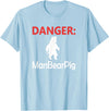 Funny Tees Danger Man Bear Pig T-Shirt - Baby Blue