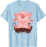 Happy Pig Playing In The Mud Animal Lover Costume Happy Pig Playing In The Mud Funny Animal Lover Costume T-Shirt - Baby Blue