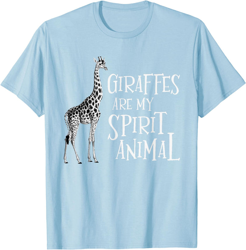 Funny Giraffe Shirts Giraffes Are My Spirit Animal - Zoo Lover Animal Wildlife T-Shirt - Baby Blue