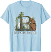 Forest Animals Designs Brown Bear Animal Watercolor Nature Lover Alphabet Letter B T-Shirt - Baby Blue