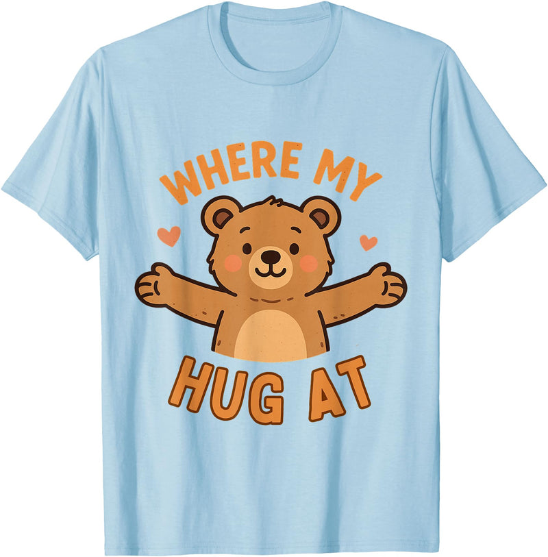 Where My Hug At Co. Where My Hug at Bear Hug Graphic T-Shirt - Baby Blue
