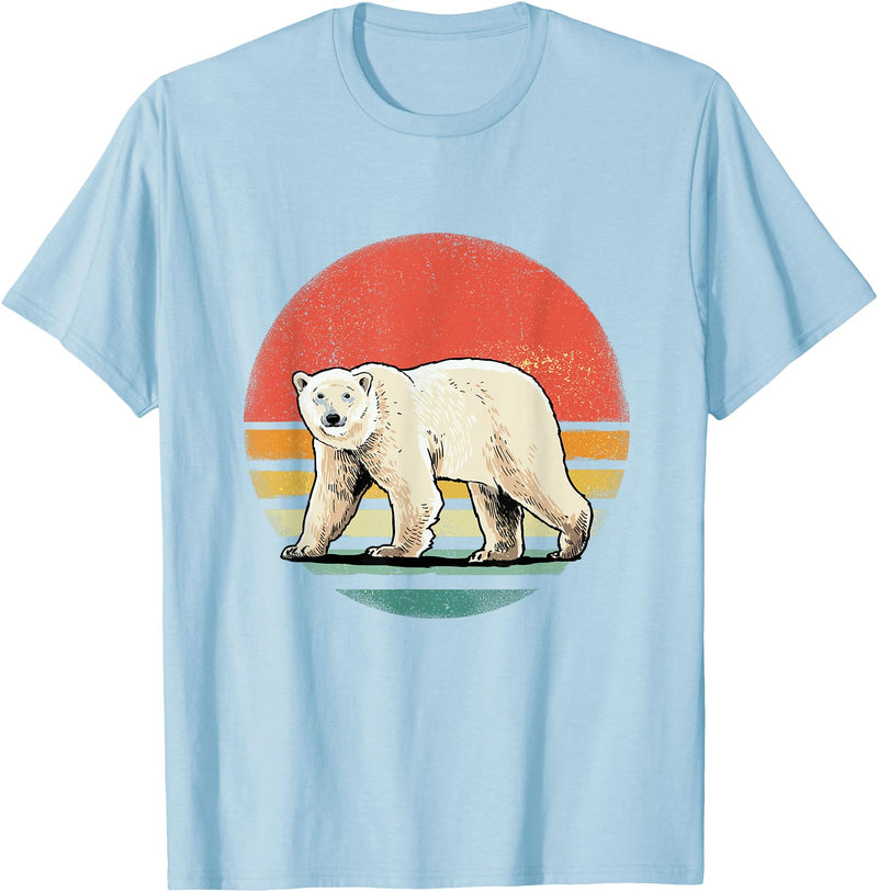 Wowsome! Vintage Polar Bear Tshirt Retro Arctic Animal Bear Lover T-Shirt - Baby Blue