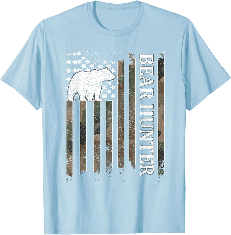 Bear Hunter & Bear Hunting Ideas Bear Hunter American Flag Bear Hunting Lover T-Shirt - Baby Blue