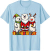 Christmas Polar Bear Santa Elf Reindeer Holiday Cute Christmas Polar Bears in Santa Elf and Reindeer Costume T-Shirt - Baby Blue