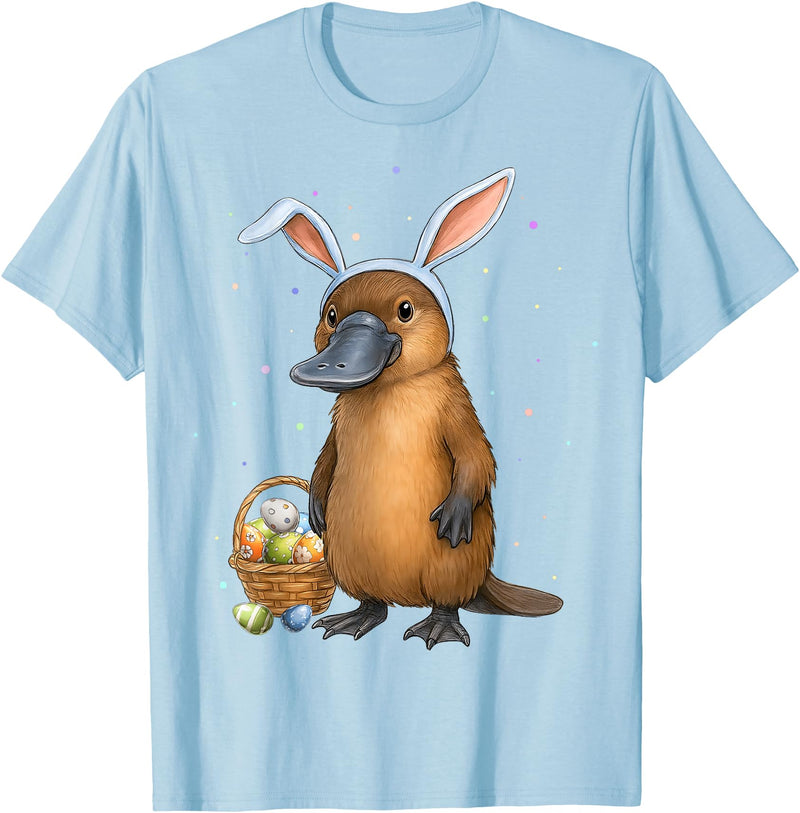 Platypus Animal Easter Rabbit Eggs Bunny Ears Cute T-Shirt in Baby Blue