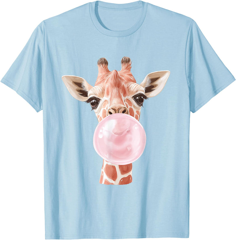 FunnyGiraffeCo. Cute Giraffe Bubble T-Shirt - Baby Blue