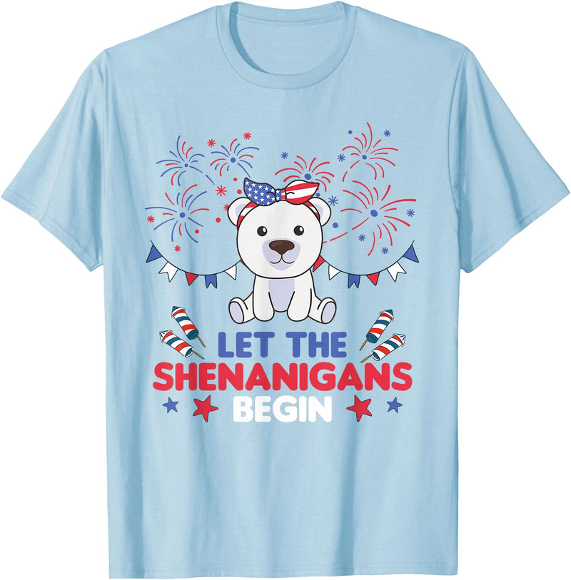 Fourth Of July - Cute Animals America 4th Of July American Polar Bear For Kids USA Polar Bear T-Shirt - Baby Blue