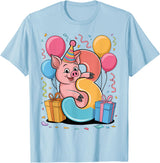3rd Girls, Boys Pig 3 Birthday Pig 3rd birthday for boy girl 3 years old third three Pig T-Shirt - Baby Blue