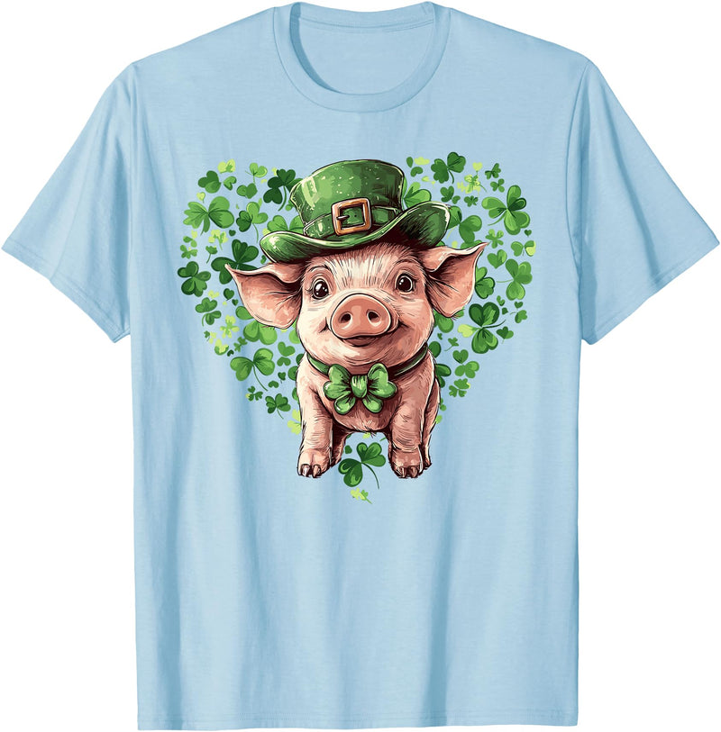 Irish Pig Lover St. Paddy’s Day Funny St. Patrick’s Day Pig Lucky Shamrock Irish Farm T-Shirt - Baby Blue