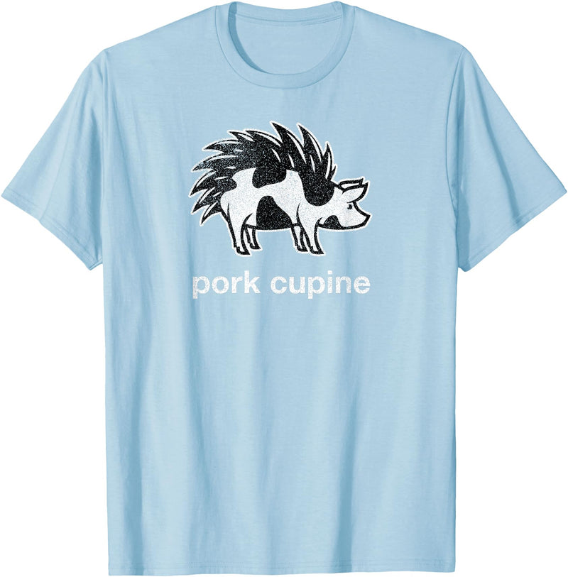 Pork Cupine Shirts Funny Pork-Cupine Shirt - Porcupine and Pig Tee T-Shirt - Baby Blue