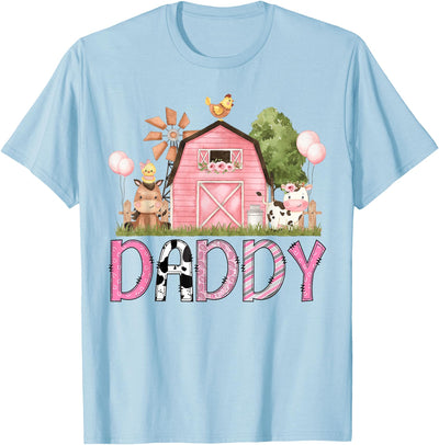 Pink Farm Cow Gender Reveal Daddy Animal Birthday Kids T-Shirt