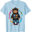 The Big Teddy Bear Crew Teddy Bear Gangster in Hip Hop Street Clothes T-Shirt - Baby Blue