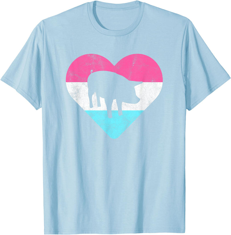 Retro Vintage Animal and Pet Gifts Retro Vintage Pig Gift for Women or Girls T-Shirt - Baby Blue