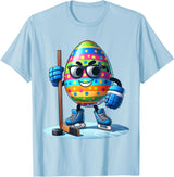 Easter Hockey Lovers Eggs Egg Bunny Rabbits Men Women Boys T-Shirt in Baby Blue