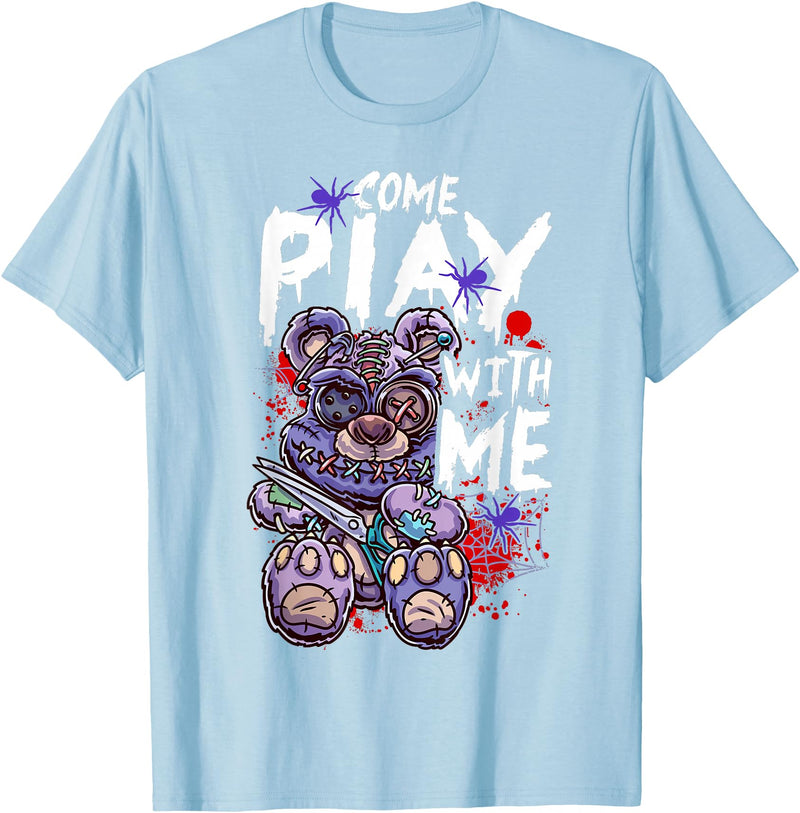 Halloween Gifts & Halloween Shirts by NLTS Scary Killer Teddy Bear Pastel Goth Style Creepy Kawaii T-Shirt - Baby Blue
