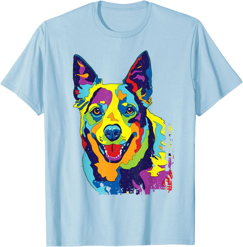 Funny Dog Lover Shirts Cattle Dog Shirt Funny Australian Cattle Dog Pop-Art Shirt T-Shirt - Baby Blue