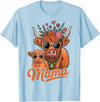 Scottish Farm Matching Mom Daughter Highland Cow Highland Cow Mama Mom Baby Calf Daughter Floral Mothers Day T-Shirt - Baby