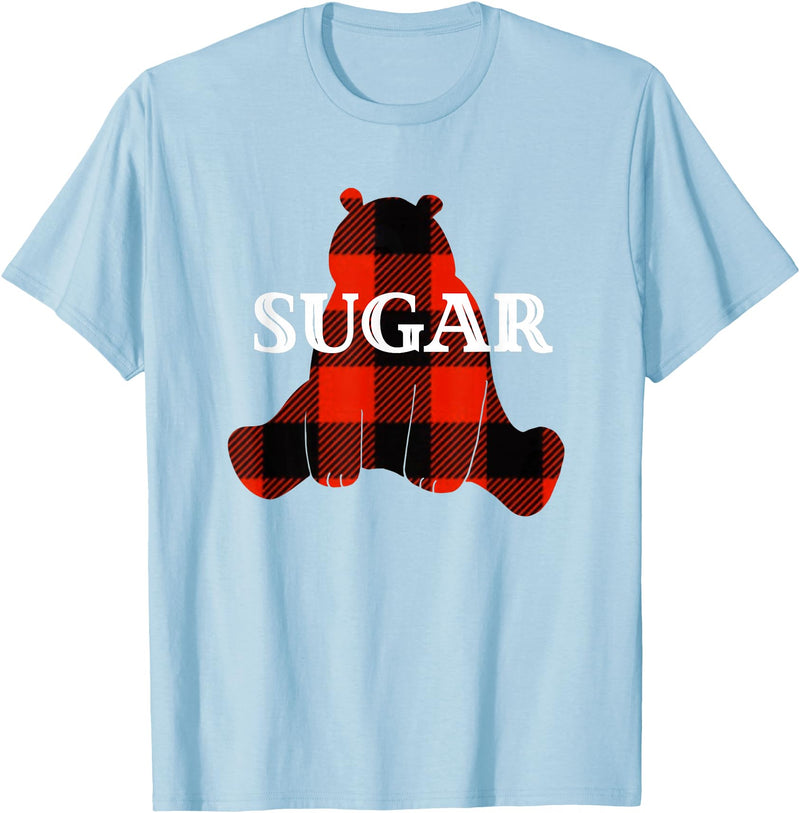 Buffalo Plaid Bear Designs Sugar Nickname Bear Buffalo Plaid Design T-Shirt - Baby Blue