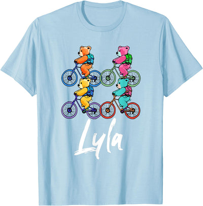 Lyla Cute Teddy Bears And Bikes Bicycle Design T-Shirt