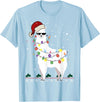 Christmas Llama Santa Hat Ugly Xmas Tee Christmas Llama Santa Hat Ugly Xmas Tree Alpaca Gift T-Shirt - Baby Blue