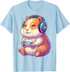 Funny Cute Hamster Gamer Adorable Video Game Animal Design T-Shirt - Baby Blue