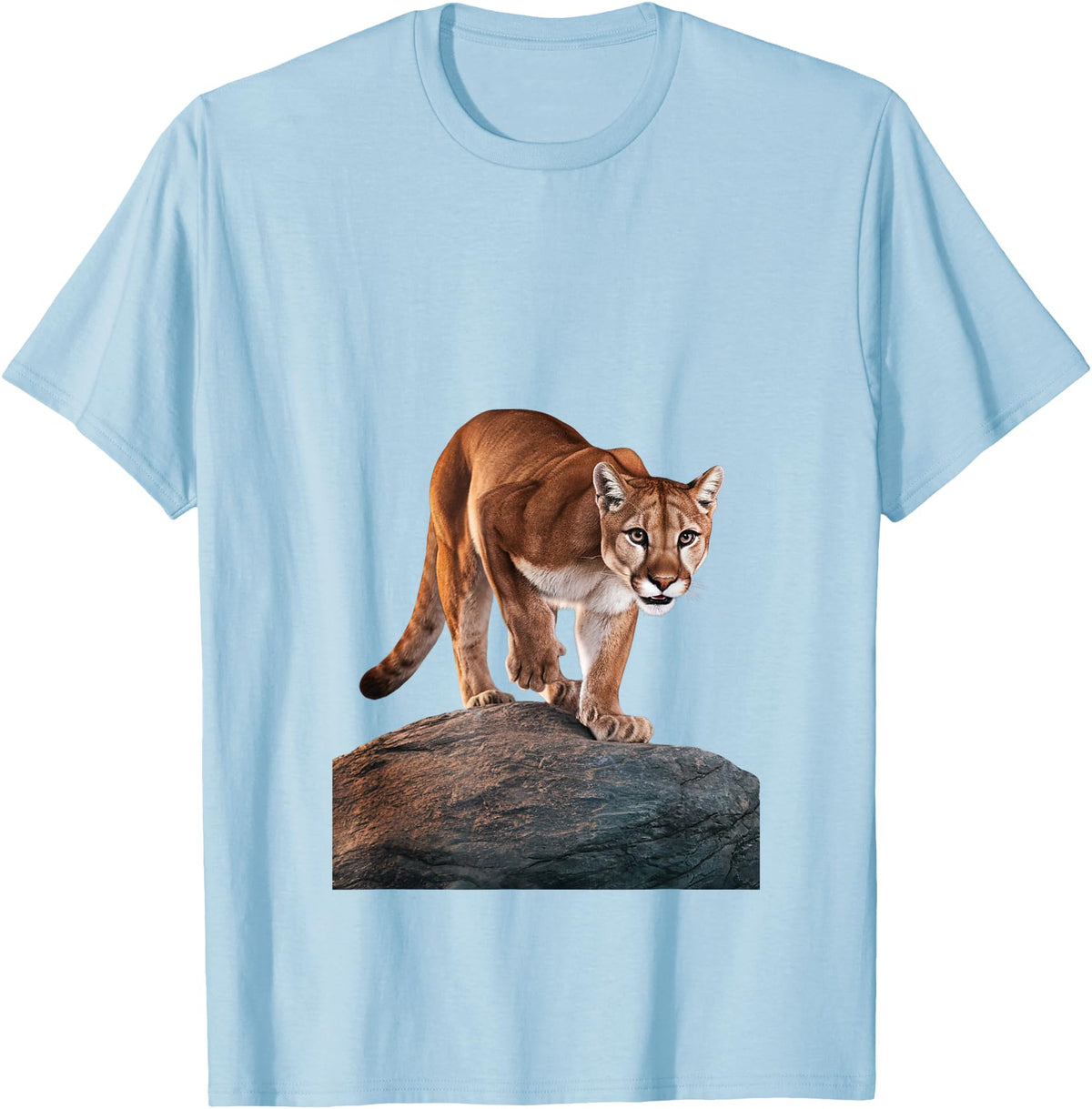 Mountain Lion Prowling and almost about to attack Mountain Lion on The Hunt and About to Pounce T-Shirt - Baby Blue
